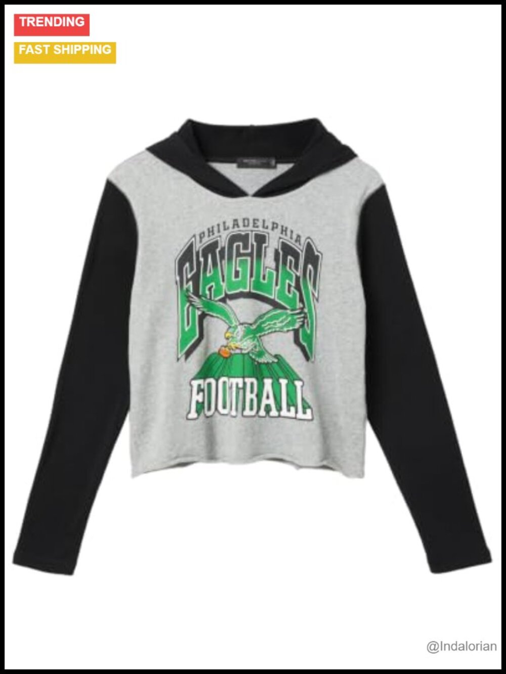 NFL Philadelphia Eagles Womens Cropped Hoodie Pullover Sweatshirt